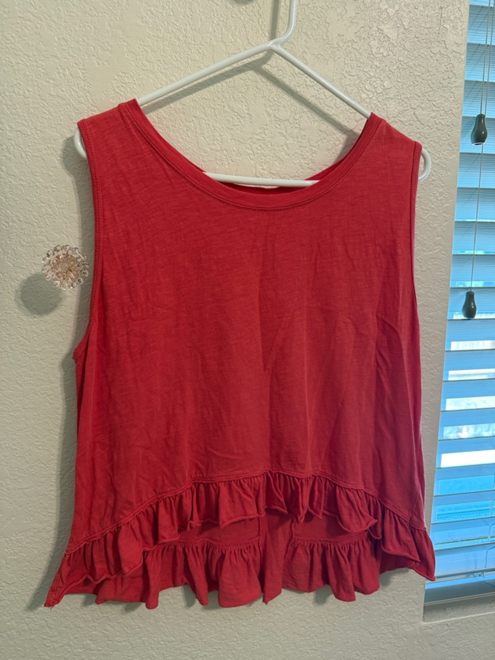 We The Free Pink Ruffle-Hem Tank Top